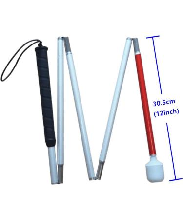 Aluminum Mobility Folding Cane for The Blind (Folds Down 5 Sections) (140 cm (55 inch)) 140cm (55 inch) - black handle - Buy Online on GoSupps.com