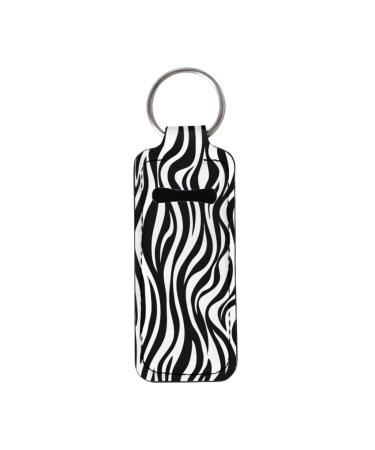 COEQINE Chapstick Clip-on Keychain for Women and Girls Zebra Print