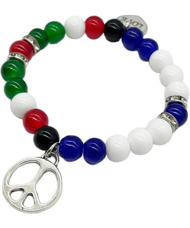 Vsilay Y2K Cool Girl Acrylic Beads Bracelets - Love & Peace Stacked Couple Bracelets | Trendy Flag Color Heart Accessories - Buy Online on GoSupps.com