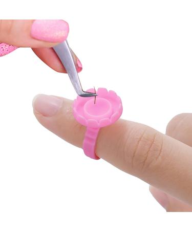 Sibba 100 Eyelash Glue Holder Rings - Pink Plastic Container Cups for Eyelash Extensions & Fan Bloom Accessories - Buy Online on GoSupps.com