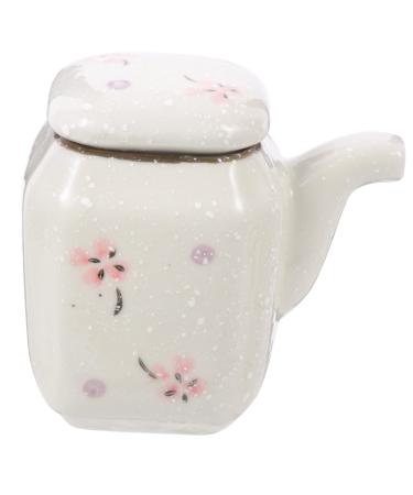 Milisten Ceramic Soy Sauce Pot Ceramic Vinegar Bottle Oil Container Gravy Boat Sauce Container Olive Oil Dispenser Oil Jug Maple Syrup Dispenser Oil Jar Ceramics White With Handle Seasoning 8X7.5X5CM White