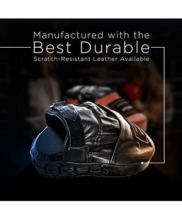 Pro Impact Curved Focus Mitts - Genuine Leather - Shock Absorbent Hand Pads for Boxing, MMA, Muay Thai - Black - Buy Online on GoSupps.com