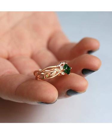 Infinity Art Deco Halo Emerald CZ Rose Gold Promise Ring - Size 6 - Buy Online on GoSupps.com