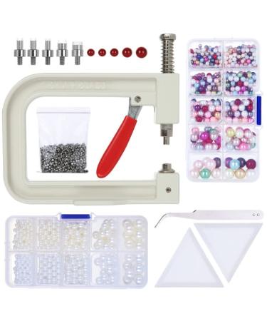 ZIQI Pearl Setting Machine Kit, Pearl Setting Machine Tools, DIY Handmade Pearl Rivet Setting Machine for Hats/Shoes/Clothes/Bags/Skirts, Beads DIY Accessories