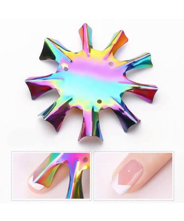 WPOND nail art edge trimmer template manicure styling template stainless steel colorful French style DIY crystal nail production nail tool Colorful C