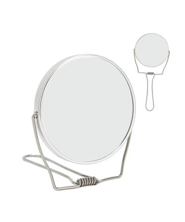 Mini 360 Aluminum Frame Silver Vanity Mirror with Stand - Ideal for Office, Dormitory, Women and Men - Buy Online on GoSupps.com