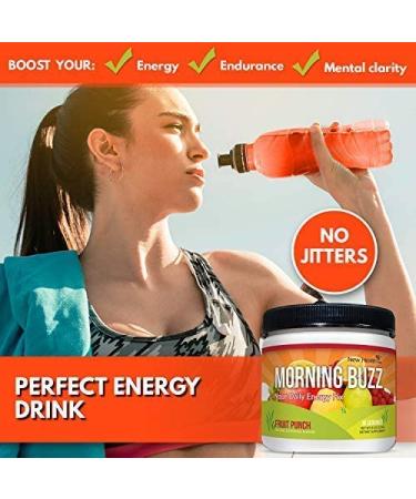 Morning Buzz Energy Drink Powder | Sports Nutrition for Endurance | Supports Mental Clarity & Metabolism | 8oz, 30 Servings - Fruit Punch - Buy Online on GoSupps.com