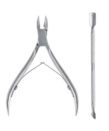 KELYDI Cuticle Nipper and Pusher Set Dead Skin Remover Cuticle Pusher Trimmer Clipper Nail Manicure Tool Stainless Steel