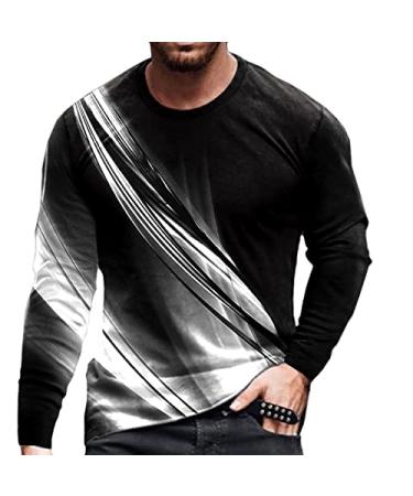 Mens Designer T Shirts 2022 Christmas Funny 3D Graphic Print Long Sleeve T Shirt Casual Workout Plus Size Tops #2 Black 3X-Large