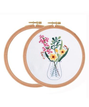 Beech Wood Embroidery Hoop 2 Packs 9 Inch Cross Stitch Hoops Round Embroidery Frame for Art Craft Sewing and Decorative Hanging 9 Inch Wood Embroidery Hoops