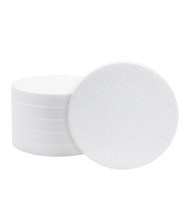 8x8 Inch Round Foam Circles for Crafts and DIY Projects 1 Inch Thick (White  6 Pack)