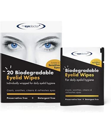 The Eye Doctor Eyelid Wipes 20 x Single use Eyelid Wipes Suitable for Sensitive Eyes Dry Eyes Blepharitis & MGD - Detergent and Preservative Free Eye Wipes 20 Wipes Biodegradable Wipes