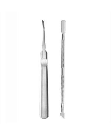 Meiyea Cuticle Remover Cuticle Pusher and Dual Head Cuticle Pusher Nails Cleaner Stainless Steel Anti-slip Dead Skin Cutter
