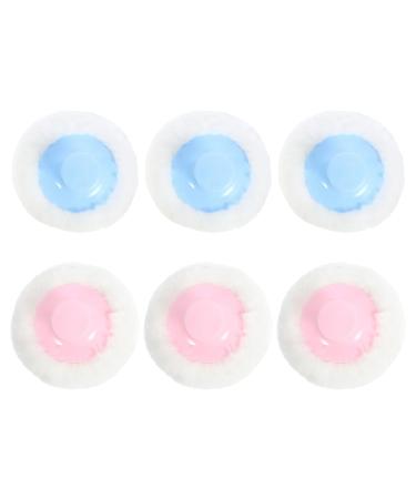 Lot de 6 Mini Houppettes Poudre pour B b Applicateurs Cosm tiques en Peluche Douce Taille Compacte Couleurs Bleu Ciel et Rose pour Soins Corporels et Voyages