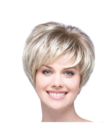 Ansenesna Wig Women Blonde Short Bangs Short Hair Wig (Blonde)