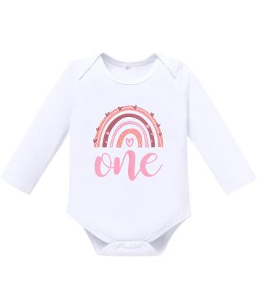 FYMNSI Boho Rainbow 1st Birthday Outfit Baby Girl Cake Smash Set - Dusty Pink 3pcs - Buy Online on GoSupps.com