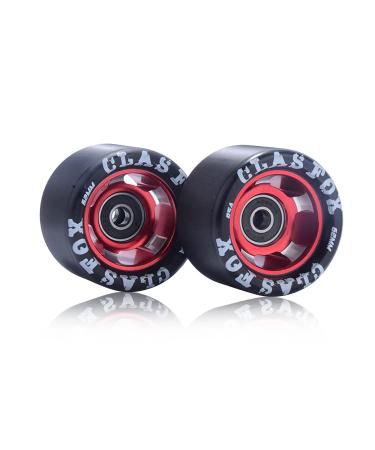 CLAS FOX 95A Speed/Derby Wheels Aluminum Roller Skate Wheels Indoor Roller Replacement Wheel (Set of 8) Black PU Red Core