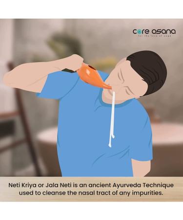 Core Asana Ceramic Jal Neti Pot - Non-Metallic Comfortable Grip for Sinus Congestion | Yoga Neti Pot in Amber - Natural Relief - Buy Online on GoSupps.com