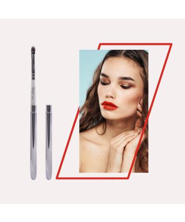 Nanshy Lip Makeup Brush with Lid | Vegan & Cruelty-Free | White Handle Chrome Silver Cap - Buy Online on GoSupps.com