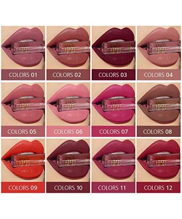 Velvety Matte Lipstick Set - 12Pcs, Long Lasting & Waterproof, Non-Stick Cup Lip Gloss, Nude & Red Shades - Birthday Gift Edition - Buy Online on GoSupps.com