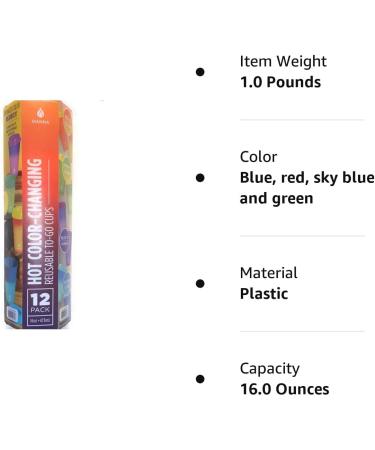 Manna Plastic Color Changing To-Go Cups 12-pack 16oz - Buy Online on GoSupps.com
