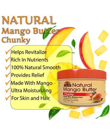 OKAY Mango Butter Chunks - 100% Pure for Hair & Skin | Revive Dry Hair & Soothe Skin | 8 oz (227g - Buy Online on GoSupps.com
