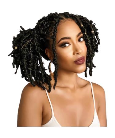 Grozivig 12inch Butterfly Locs Crochet Hair 6 Packs Short Distressed Faux Locs Crochet Braids Hair Pre looped Butterfly Bob Locs Pre-twisted Braids Hair Extension (12inch, 1B) 12 Inch (Pack of 6) 1B