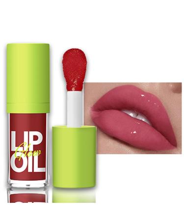 Plumping Lip Oil Lip Gloss Crystal Jelly Lip Care Oil Moisturizing Lip Gloss Long Lasting Lip Balm Liquid Lipsticks High-Shine Plumps Hydrating Nourishing Smooth lightweight Texture(5#PASSION)