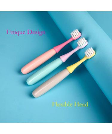 6 Pack Kids Toothbrush - Extra Soft Bristles, Little Mushroom Design - 1-3 Years - Pink, Yellow, Blue - 6 Count - Buy Online on GoSupps.com