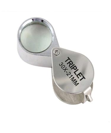 30x21mm Triplet Loupe Jeweller Magnifying Glass Magnifier with Metal Construction and Optical Glass Silver Superior Quality and Creative