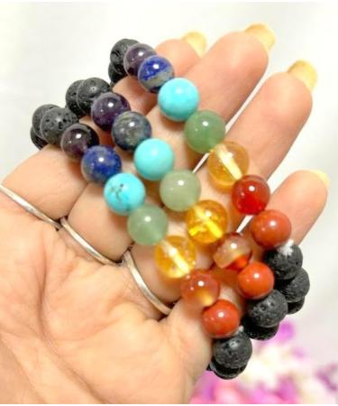 Buy Jet L-ava Chakra Gemstone Stretch Bracelet - Healing Crystal for Spiritual Meditation & Positive Aura - Buy Online on GoSupps.com