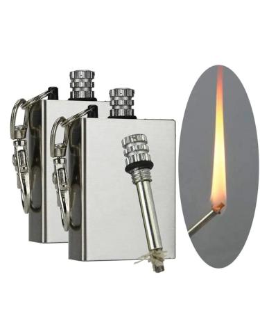 Scoutdoors Permanent Match & Emergency Lighter, Waterproof & Windproof - Stainless Steel Flint Fire Starter Survival Tool 1