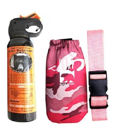 UDAP Bear Spray With Pink Camo Hip Holster & Belt