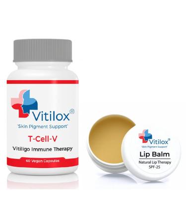 Vitiligo Vitilox Lip Balm and T-Cell-V Immune Therapy Capsules