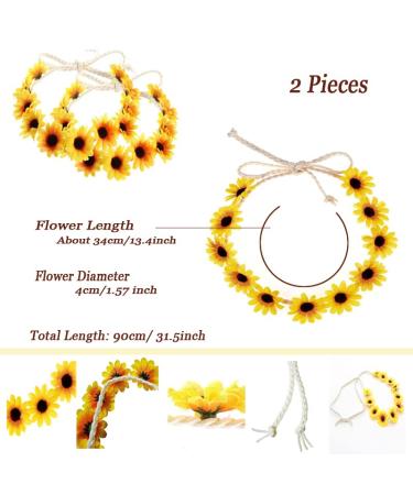 Joyci Sunflower Hair Accessories Set - 8 Pieces Boho Headbands, Hairpins & Wreath for Wedding & Hippie Party (Headband Set B) - Buy Online on GoSupps.com