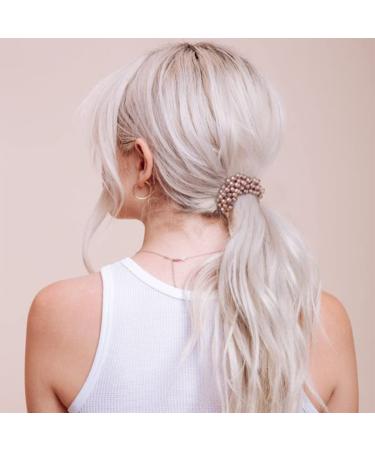 Brinie Gray Pearl Hair Ties - Pack of 3 Elastic Scrunchies for Women & Girls | Bead Hair Ropes Accessories - Buy Online on GoSupps.com