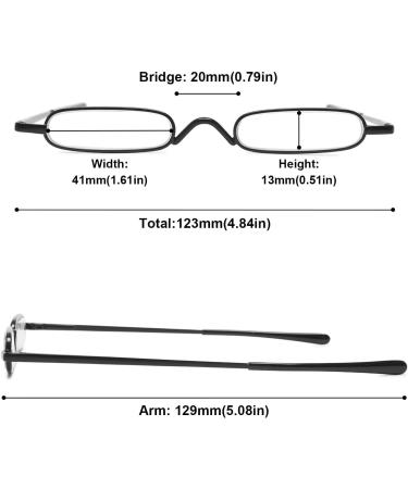 Abetos Mini Narrow Reading Glasses - Compact Lightweight Visual Aid for Men & Women | Fashionable Black 3.0x with Case - Buy Online on GoSupps.com
