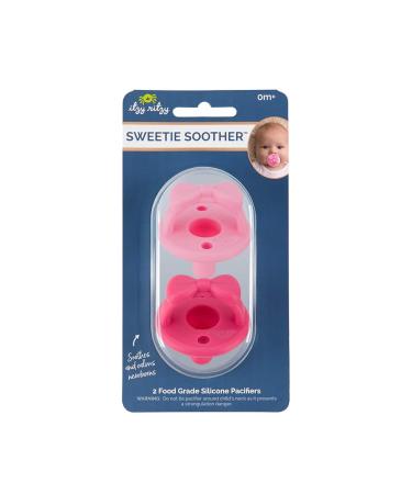 Itzy Ritzy Sweetie Soother Silicone Pacifiers 0+ Months - Cotton Candy & Watermelon Bow (2 Pack) - Buy Online on GoSupps.com
