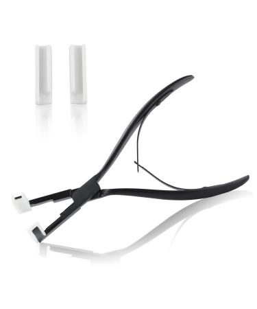 LEONTOOL Tape in Hair Extensions Pliers Stainless Steel Flat Surface Sealing Clamp Pliers Tools with A Pair of Nylon Replacement Tips Hair Sealing Pliers Tape Extensions Pliers Tools for Women Hair