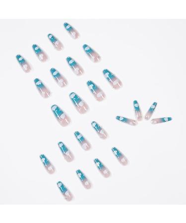 Uposao 24Pcs Coffin Ballerina False Nails | Long Artificial French Nail Tips | Acrylic Press-On Nails for Women & Girls | Diamond Design - Buy Online on GoSupps.com