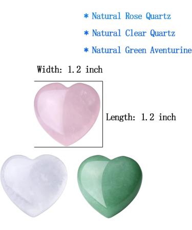 Xianvxi 3PC Healing Crystals Set: Rose Quartz Green Aventurine & Clear Quartz Heart Stones - Large Gemstones for Positive Energy - Buy Online on GoSupps.com