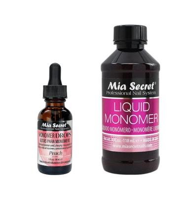 Mia Secret Peach Scent Monomer Drop 1 oz + 4 oz Liquid Monomer - Long-Lasting Formula - Buy Online on GoSupps.com