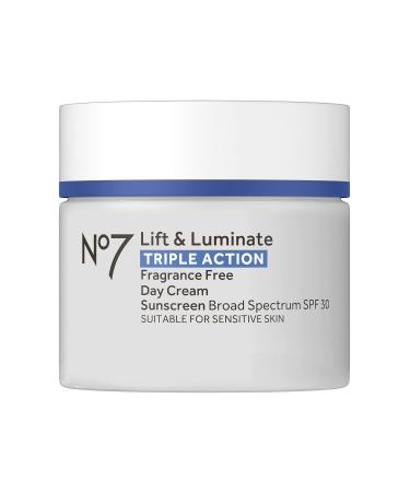 No7 Lift & Luminate Triple Action Day Cream SPF 30 - Broad Spectrum Anti Aging Face Cream - Hydrating Hibiscus Peptides & Hyaluronic Acid + Brightening Emblica & Vitamin C (50ml) 1.69 Fl Oz (Pack of 1)