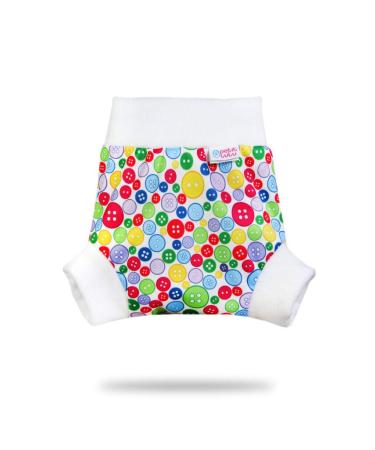 Petit Lulu Pull Up Cloth Nappy Wrap | Size S | Washable Diaper Wrap | Reusable Cloth Nappies | Made in Europe (Sewing Buttons) Buttons Collection