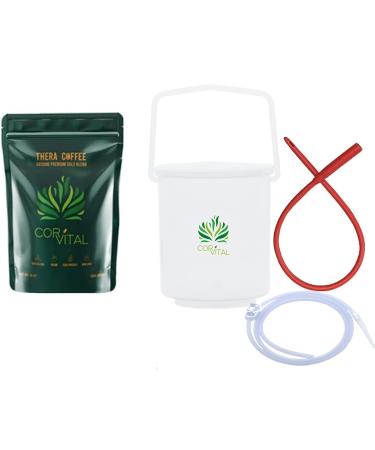 Cor-Vital Coffee Enema Kit For Colon Cleansing With 1 LB Enema Coffee - Gerson Approved Home Enema Kit - Enema Bucket Kit - Therapy Roast Coffee Detox Cleanse - Enema Coffee Organic