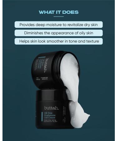 Buttah Skin Oil-Free Hyaluronic Gel Cream 2oz - Deep Hydration Daily Moisturizer - Black-Owned Naturally Based Skincare - Buy Online on GoSupps.com
