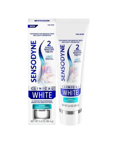 Senso dyne Clinical White Toothpaste for Sensitive Teeth Enamel Strengthening 3.4 oz Mint Flavor (Pack of 2) Mint 3.4 Fl Oz (Pack of 2)