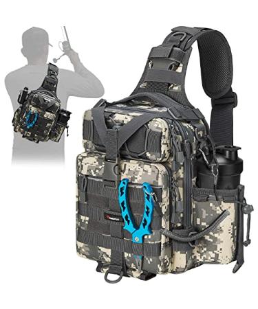 Piscifun Fishing Tackle Bag with Rod & Gear Holder Lightweight Sling Tackle Storage Bag Outdoor Fishing Shoulder Pack for Fishing Hiking Hunting Digital Camouflage Standard (11.8*8.3*4.0inch) - Buy Online on GoSupps.com