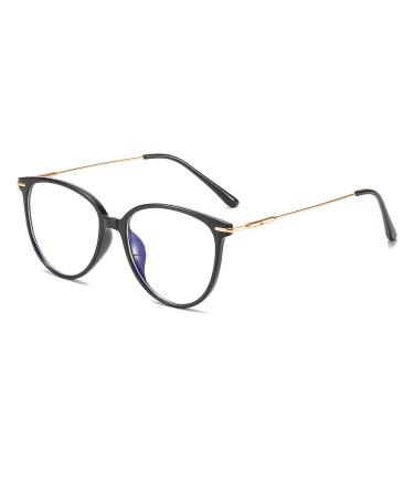 Interpring fashion round tr90 blue light filters Reading glasses for men and women with spring hinge lightweight anti-blue computer glasses light black 0.0 x