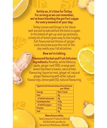 Tetley Zingy Lemon & Ginger Box of 20 Teabags (Pack of 2) - Buy Online on GoSupps.com